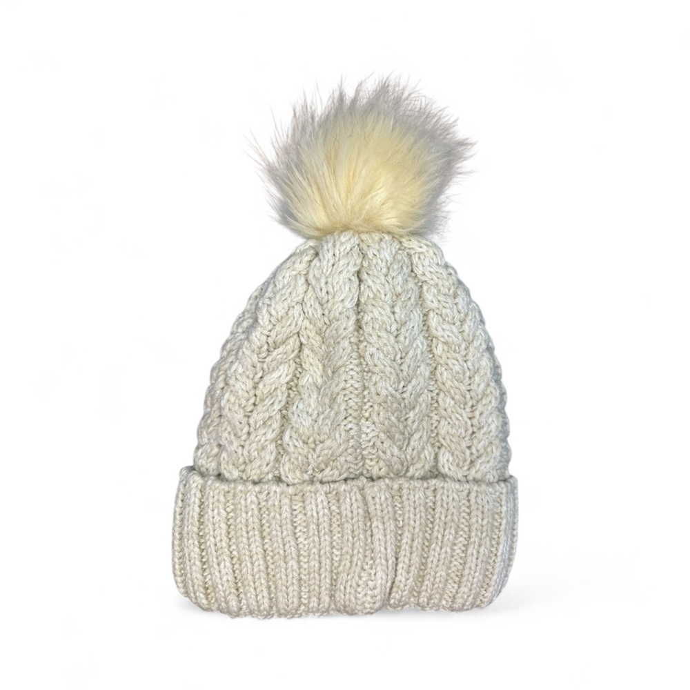 Ivory Ella Knit Beanie with Pom Pom - Picture 3 of 3